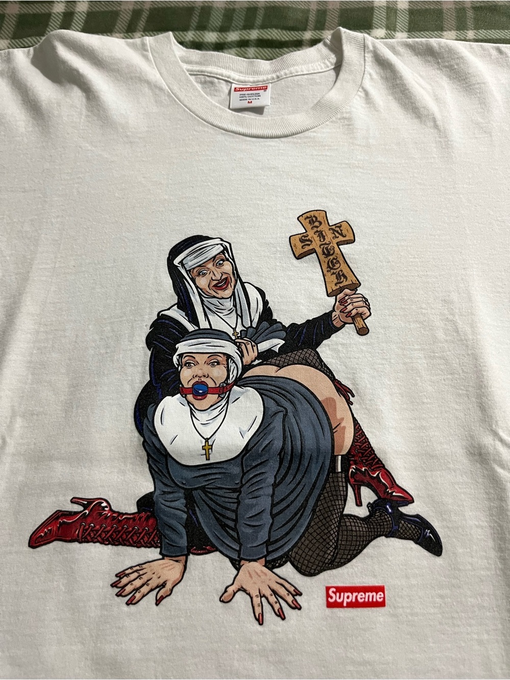 Supreme Nuns White Graphic Tee - Novelty Nun Illustration
